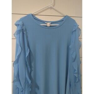 NWT Cato women's l  blue ruffle sleeve spandex top spring whimsy fairy boho